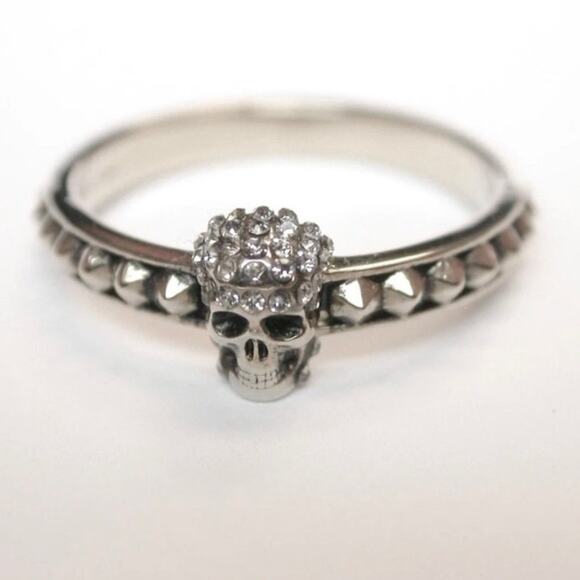 Alexander McQueen Brass Skull Ring with Swarovski - Picture 1 of 3